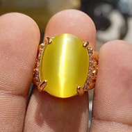 [COD] Cincin Batu Akik Mata Kucing Warna Kuning