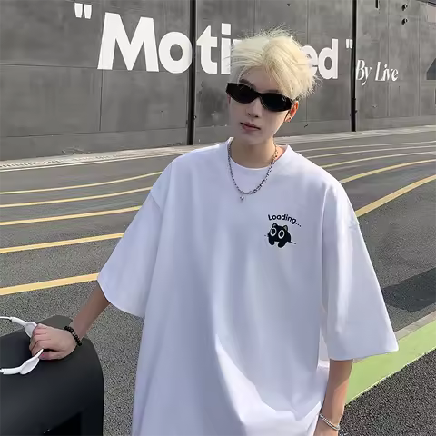 Men's T-shirts Oversized Summer Casual Wear 3XL White Cotton Tshirt for Men Funny Anime Print Men Te