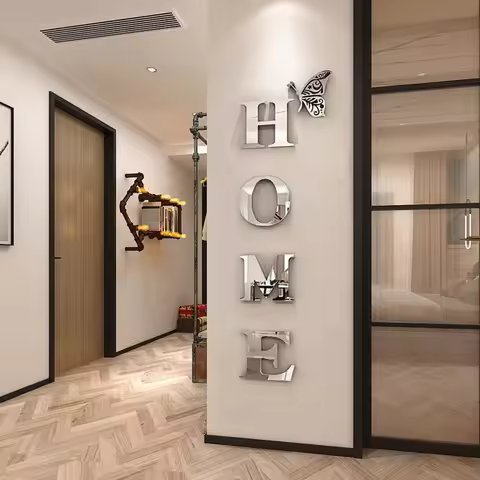 HOME Home Logo 3D Mirror Wall Sticker, Entrance Decoration, Home Decoration mirrors for home wall mi