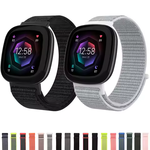 Nylon Loop Strap for Fitbit Versa 4/Versa 3 Breathable Bracelet Belt Correa for Fitbit Sense 2/Sense