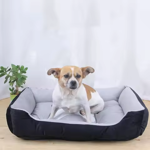 All Season Soft Pet Bed High Resilience PP Cotton Cushion Rectangle Washable Dog Cat Sleeping Bed fo