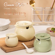 La Lard Jar Household High Temperature Resistant Ceramic Jar Large Capacity Kitchen Salt Jar Seasoni