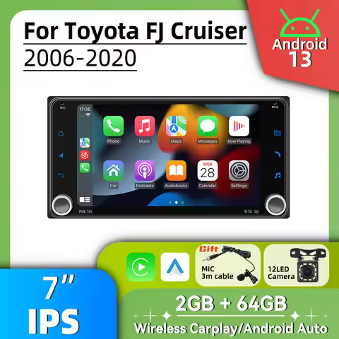 Car Radio 7" Stereo 2Din Android Multimedia Screen for Toyota FJ Cruiser 2006-2020 Wireless Carplay 