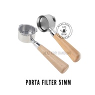 Porta Filter 51mm 3 ears Wood / Portafilter 51mm e ears Kayu