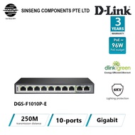 D-Link 10-Port Full Gigabit 8 Port PoE Switch with x2 Uplink Ports [Order Model:DGS-F1010P-E]