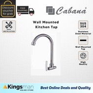 [Kingsman] Cabana Wall Mounted Kitchen Single Tap 304 Stainless Steel Faucet Sink Water Tap Dapur Fa