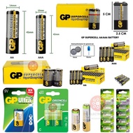 Original GP SUPERCELL Super Heavy Duty 9V /AA /AAA / C Size / D Size /GP 23A /GP27A Battery Batterie