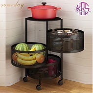 ■۞✣3 4 5 Layer Rotatable Kitchen Utility Trolley Cart Shelf Storage Rack Organizer With Wheels Stand