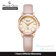 [Official Warranty] Alexandre Christie 2A17LDLRGRGPN Women's Pink Dial Leather Strap Watch