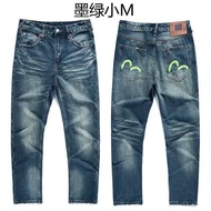 Evisu Jeans Men Embroidery Straightcut Jeans Fashion Denim Long