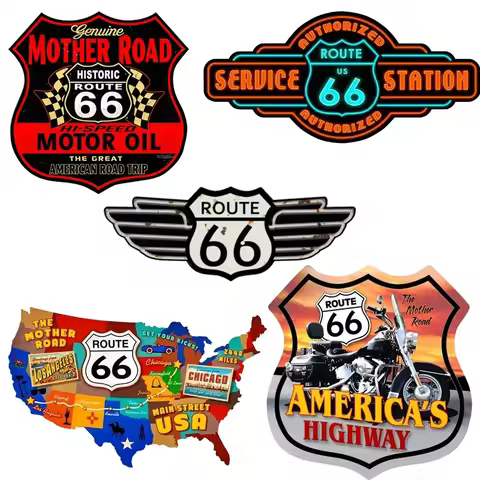New Design Fashion Classic Route 66 Service Logo JDM Bumper Motorcycle Helmet Applique High Quality 