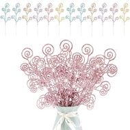 1/5Pcs Pink Christmas Picks Glitter Ornaments 10 Inches Candy Picks Curly Sprays Twigs for Christmas