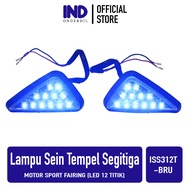 Lampu Sein-Sen-Sign Ritting-Riting-Retting-Reting Tempel Segitiga-Segi Tiga LED Biru Motor Sport Fairing Ninja 150 R-RR/CBR 150-250/GSX/R15/R25 V1-V2-DLL