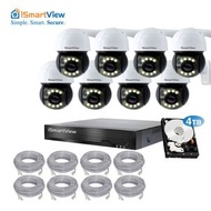 iSmartView - CCTV NVR PoE 8路8鏡頭2K高清PTZ 360°全方位轉動(送4TB硬盤)套裝星光夜視 網絡攝錄機IP66防水IP Camera