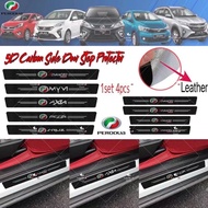 Carbon Fiber（ LEATHER )Car Door Sill Strip Anti Scratch side door step Protector perodua axia aruz myvi bezza alza Ativa