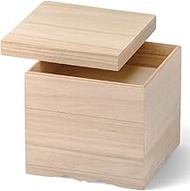 J-kitchens Heavy Box, 3 Tiers, Wooden, 6.5 Inches, Paulownia Decorative Feet, 8.1 x 8.2 x 7.7 inches