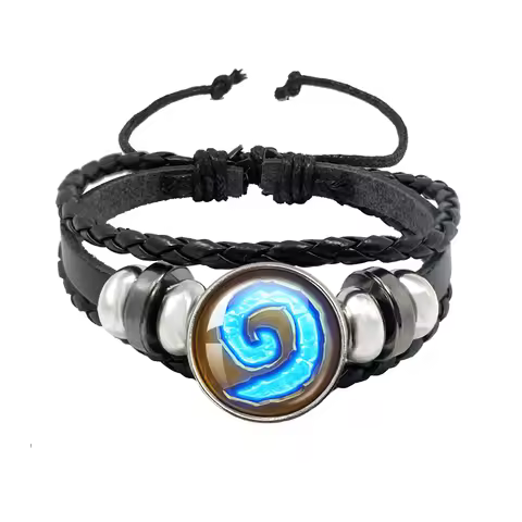 Classic Games World Of Warcraft Hearthstone Glass Leather Rope Bracelet For WOW Alliance and Horde C