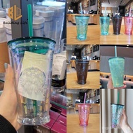 【In stock】Starbucks Cup Starbucks Tumbler Water Cup Glass Cup with Straw 473ml 8 Colors Purple Mint Green Pink Black 3XWZ