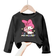 kaos anak perempuan gambar my melody lengan panjang Tshirt kids 1-12tahun k.075