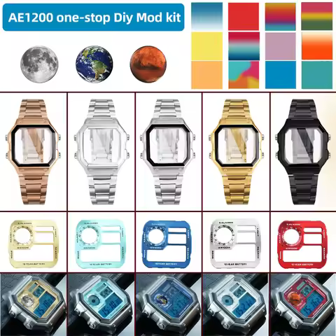 Modified AE1200 Accessories For Casio Small Square Watch AE-1200 Metal Surface Dial Round Stickers B