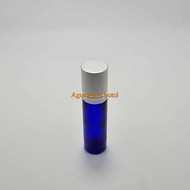 Roll On 6 Ml Blue Original Matte Silver Stainless Cap / Glass Bottle / Perfume Bottle / Wind Oil Bot