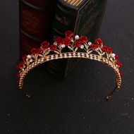 tiara crown for kids sagala crown headband Women Princess Red Rose Wedding Jewelry Alloy Gold Color