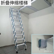Indoor Folding Ladder for Home Use, Loft Lifting Wall-Mounted Stretchable Loft Staircase, Telescopic