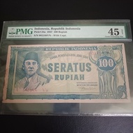 uang kuno ori 100 rupiah tahun 1947 pmg | Asli