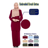 New Arrival Crushed Cotton Baju Kurung Moden Embroidery Cotton Baju Raya 2022 by Hijab Muslimah