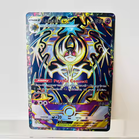 Pokémon Lunala ex English Card Holographic Foil Texture DIY Premium Anime Collection Card