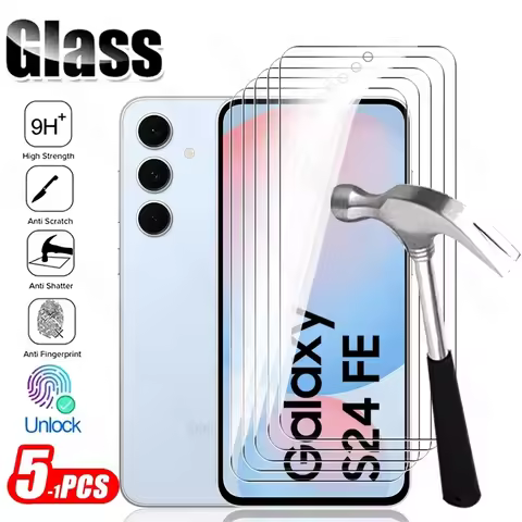 5-1Pcs Protective Glass Case for Samsung S24 FE/S25 FE 5G Tempered Glass SamsungS24FE Samung S 24 FE