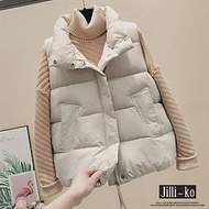 【Jilli~ko】加厚羽絨棉馬甲女保暖立領背心 L-XL J11589 L 白色