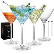 KMIGRUAN 10oz Large Martini Glasses Set of 4,Classic Crystal Cocktail Glasses,Hand Blown Martini Gla