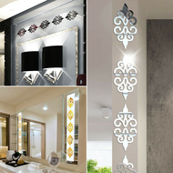 [PANDHY'S] 10pcs 3D Acrylic Hollow Reflective Mirror Wall Stickers Removable DIY Decals Self Adhesive Art Murals Room Wall Decor