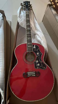 กีตาร์มืออาชีพฝัง J-200เปลือกหอยเป๋าฮื้อ42นิ้วสีฟ้ากีตาร์โปร่ง J200ทั้งหมด Gibson