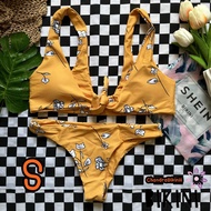 SHEIN BIKINI ชุดว่ายน้ำทูพีซ ชุดว่ายน้ำสีเหลือง พร้อมส่งจากไทย YELLOW SIZE S #SHYEW0133