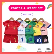 [QQW] Kids 1-7Y Football Jersey Set Short Sleeve Shirt Sport Pants 2pcs Set | Baju Budak Bola Sepak Kanak-Kanak AM10276