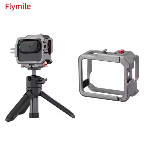 Flymile Metal Cage for Insta360 GO3S/GO3 Bezel Sports Camera Cold Shoe Microphone Fill Light Fixing 