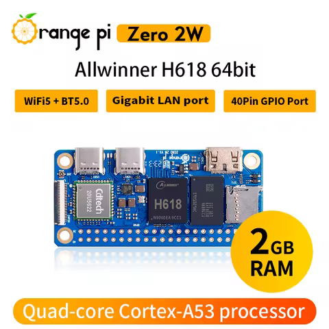 Orange Pi Zero 2W 2GB RAM DDR4 Single Board Computer Zero2 W Allwinner H618 WiFi-BT Orange Pi Zero 2