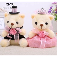 ★Factory direct sale 18cm crown wedding car bear, diamond wedding couple bear, wedding supplies, wedding car decoration, pair bear