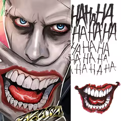 Waterproof Temporary Tattoo Sticker Skull Joker Clown Pattern Tattoo Water Transfer Body Art Fake Ta