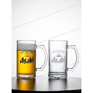 Draft Beer Cup500ml Glass Cup with Handle for Home Use, Tea Cup, Large Capacity Japanese Style Asahi