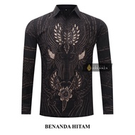 HITAM KEMEJA Original BENANDA Motif Black Batik T-Shirt For Men, Men, Slimfit, Full Lapis, Long Sleeve, Long Sleeve Batik Shirt For Men