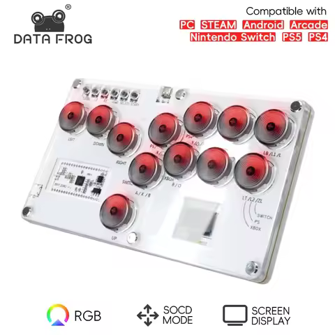 DATA FROG Mini Arcade Fight Stick Joystick For PS4 PS3 Switch Steam Raspberry PC