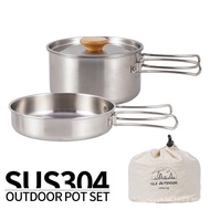 Pan Handle Soup Pot Portable Set Household Outdoor 304 Mountaineering Folding Pot Stainless Steel Pi