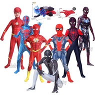 Spiderman Costume for Kids Boy The Flash Muscle Superhero Fancy Dress Kids Fantasy Comics Movie Carnival Party Halloween Cosplay Costumes Spider-Man No Way Home Bodysuits Mask