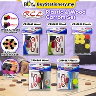 RCL Quality Carrom Men Plastic & Wooden with Carrom Powder & Carrom Board Striker Carrom -(SET) Buah