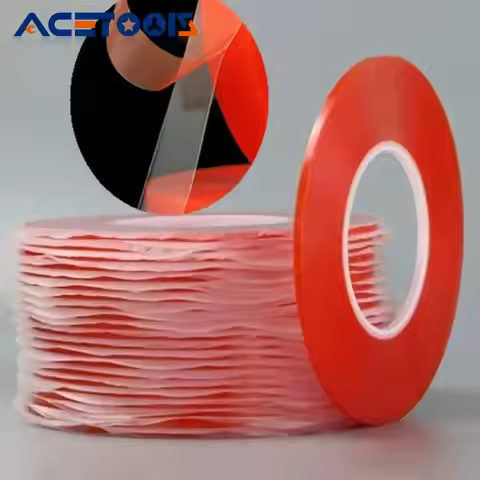 0.2MM 1/2/3/5/10mm 50M Strong Acrylic Adhesive PET Red Film Clear Double Side Tape No Trace For Phon