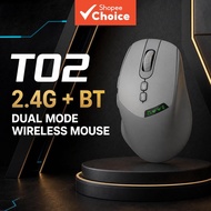 APAYADO T02 Wireless Mouse: 2.4G & Bluetooth 5.0 Dual Mode, 6 Buttons, 500mAh Type-C Rechargeable, 1
