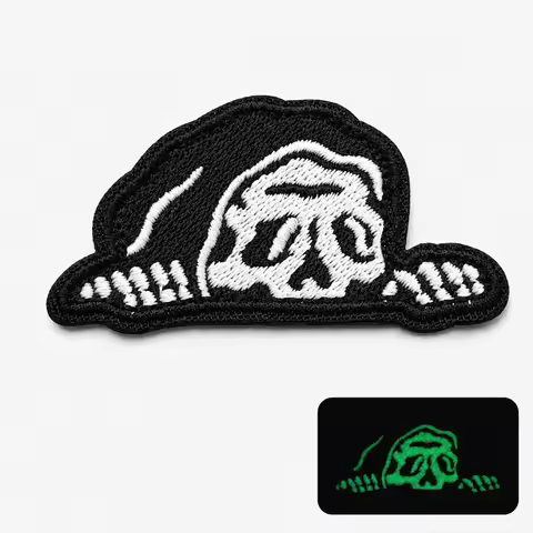 1PC/2pcs Grim Reaper Embroidered Patch Glow in the Dark Skull Badge Hook and Loop or Self Adhesive E